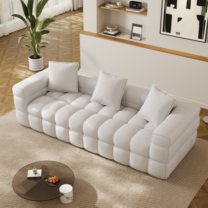 Canapé capitonné à compression 89,8 po avec oreillers Boneless, Beige