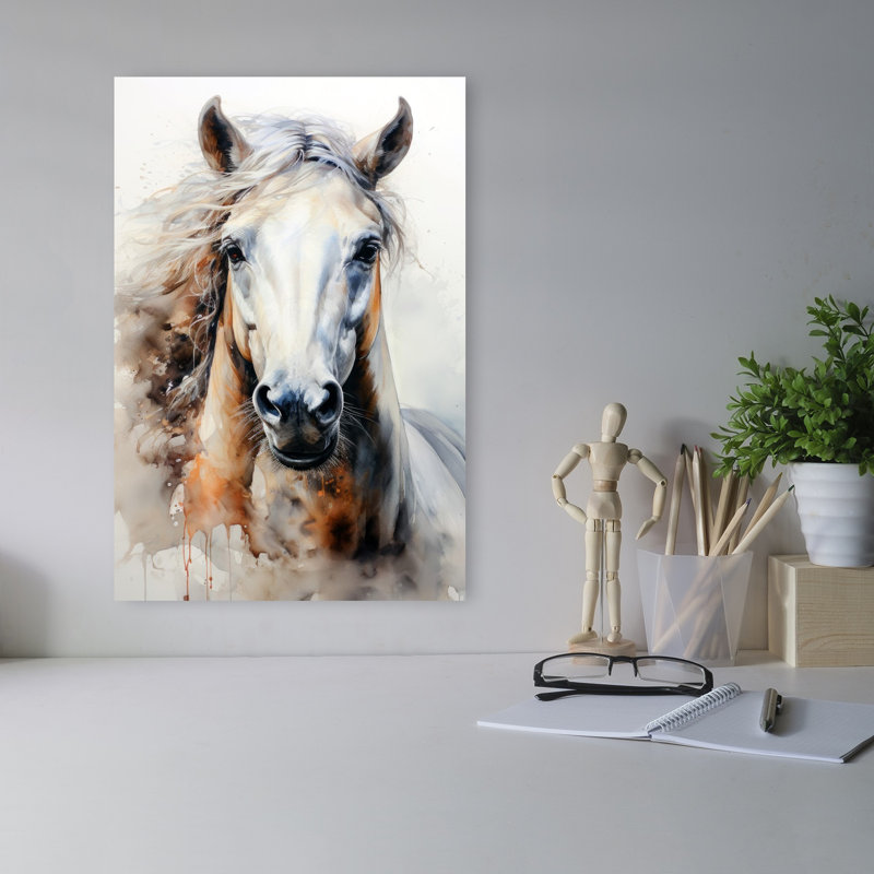 Art mural majestueux, cheval éthéré contemporain contemporain, 18" H x 12" W