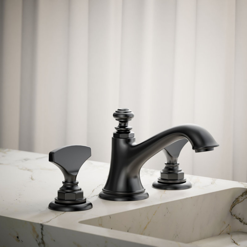 Artifacts Widespread Bathroom Sink Faucet Handles, Matte Black