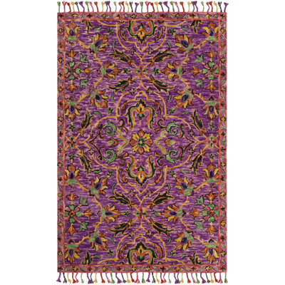 Ferrera Hand-Knotted Wool Purple Area Rug
