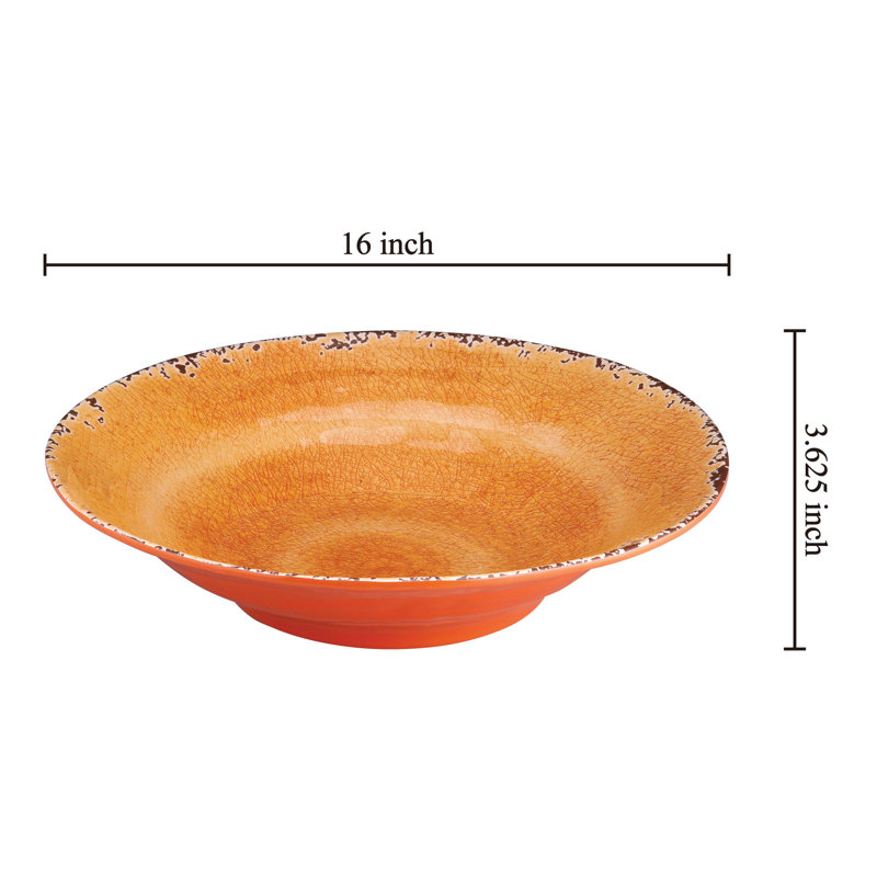 Thistletown Crackle Melamine Serving Bowl, Orange