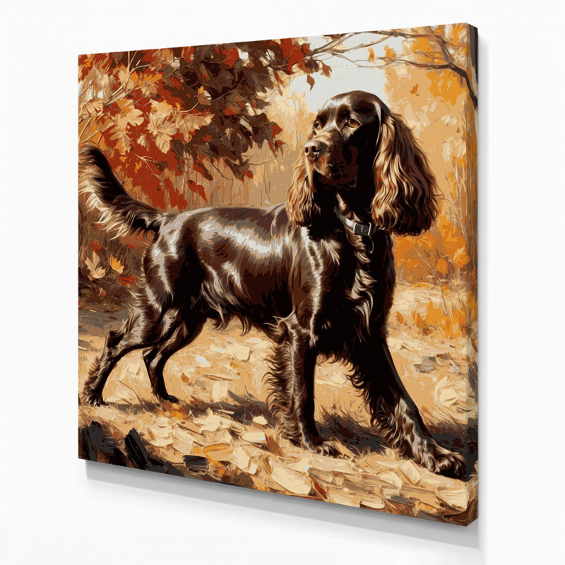 «Dogs Field Spaniel», art mural sur toile brune, H 12 po x l 12 po
