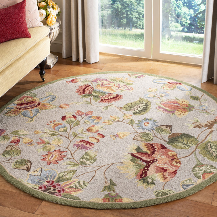 Hollander Floral Hand-Hooked Wool Sage Area Rug