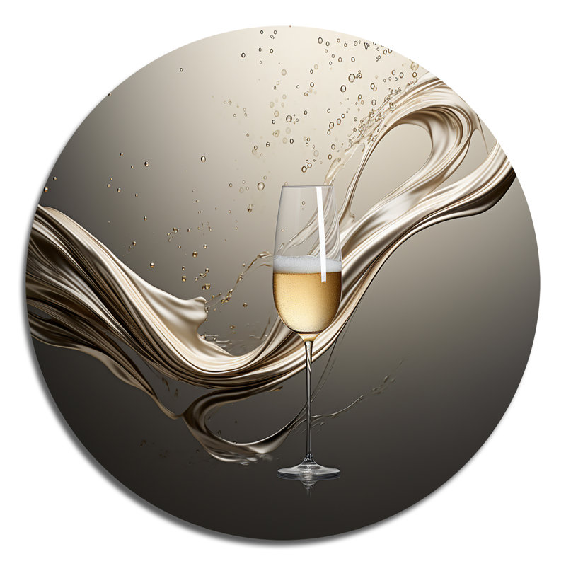 Verre à champagne «River Simplicity» - art rond en métal, H 16 po x l 16 po