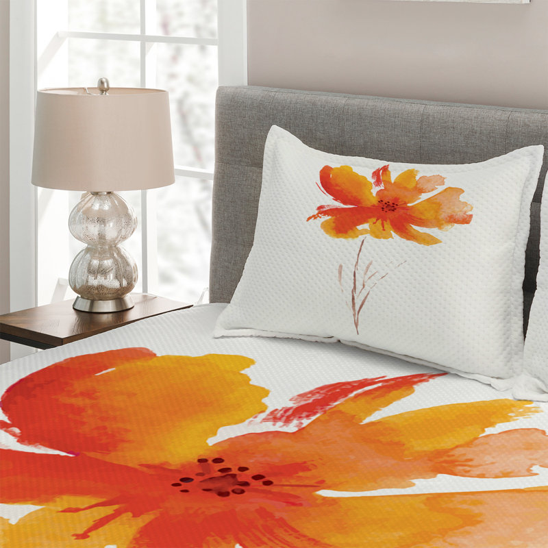 Flower Farmhouse / Country Polyester Coverlet, King Bedspread + 2 Shams