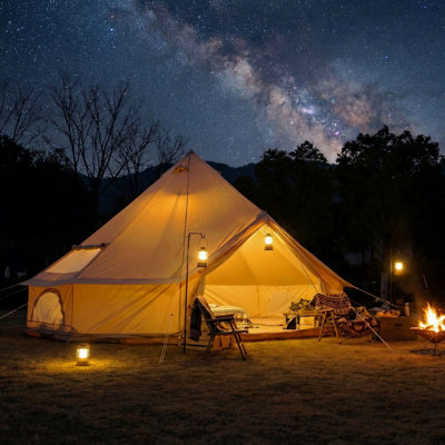 Tente de campement 4 saisons Bell Bell 13,1 pi imperméable avec yourte, pouvant accueillir 8 personnes pour les fêtes en plein air et le camping
