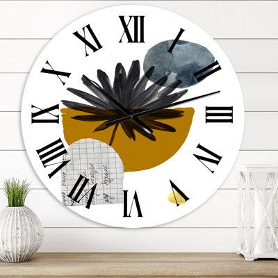 Tropical Palm Leaf & Abstract Geometry Shapes I - Modern wall clock