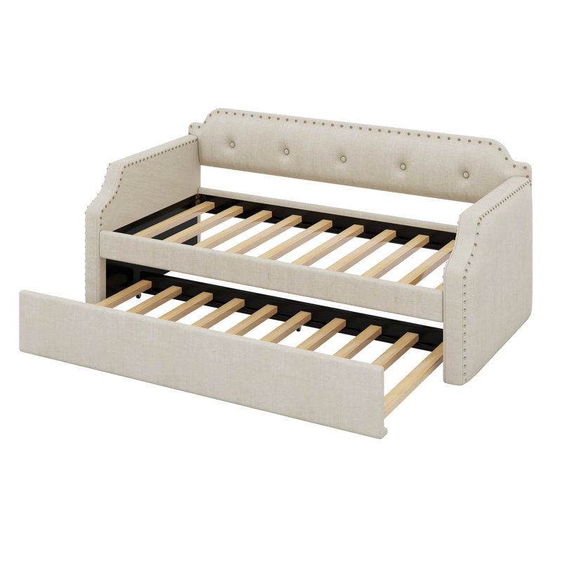 Twin Size Daybed With Trundle, Beige