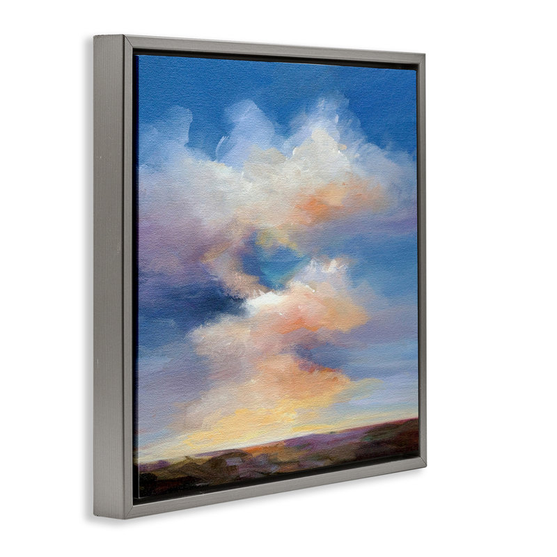 Cadre flottant Luminous Sunset Clouds, design par Karen Hale, H 18 po x l 18 po, Cadre flottant gris lustré