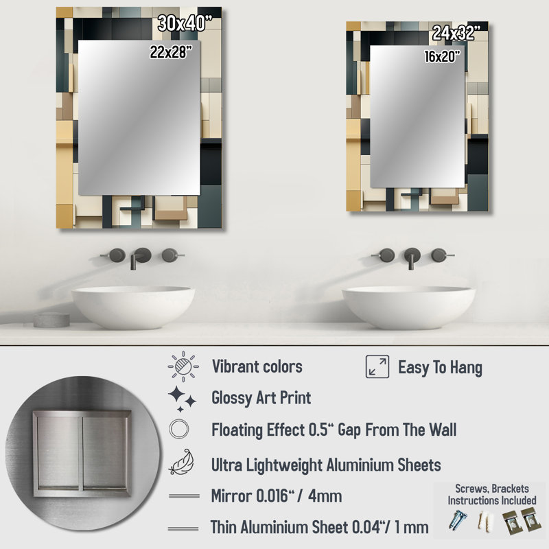 Heinrick - Modern Wall Mirror, 32 po x 24 po