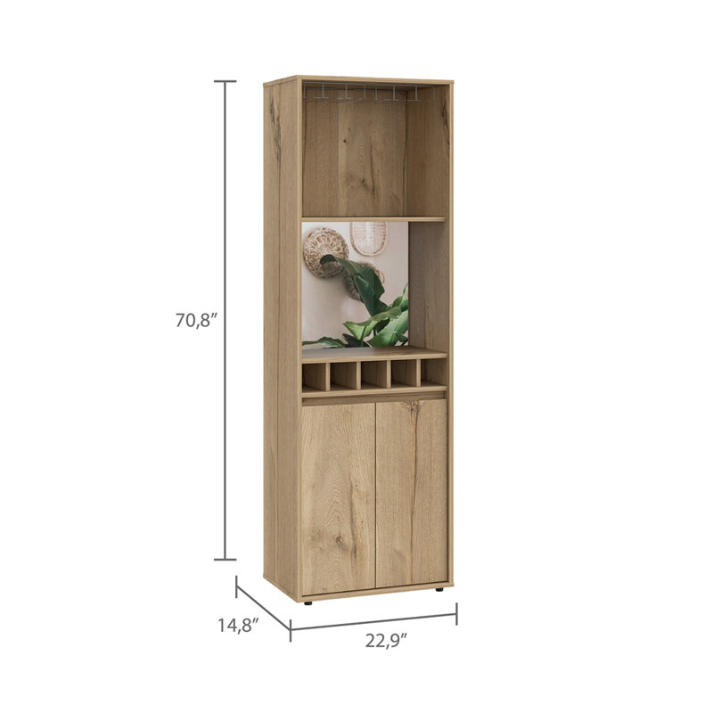 5-Bottle 2-Shelf Bar Cabinet