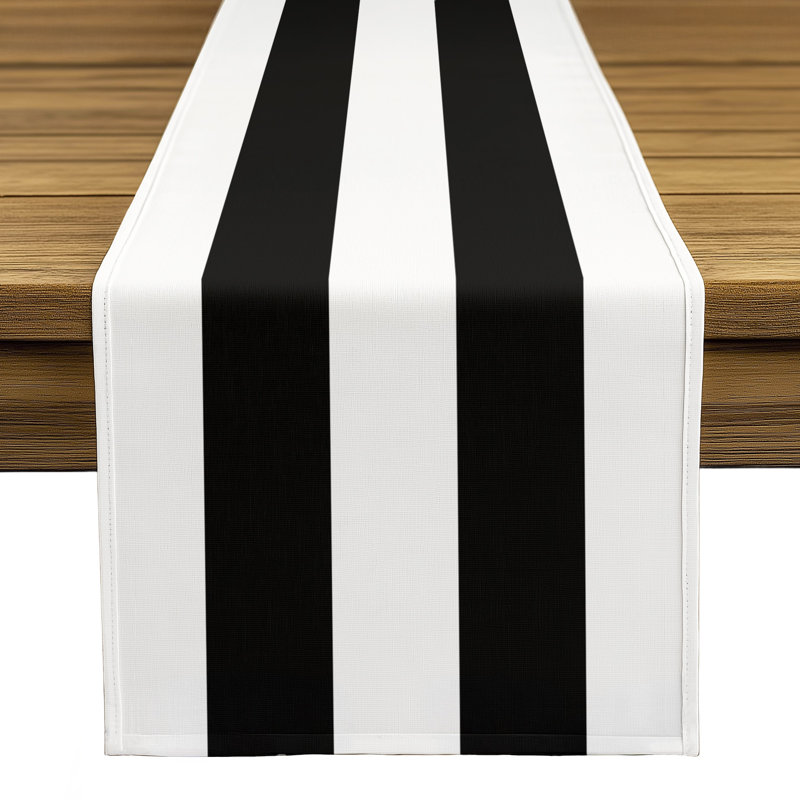 Black Striped Table Runner 72" x 12", 72" L x 12" W, Black