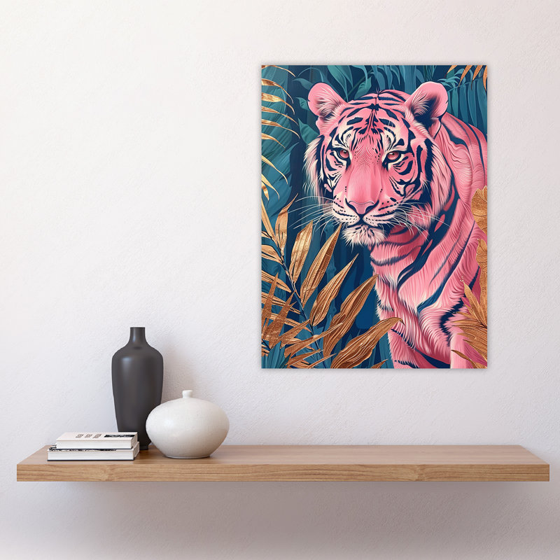 Majestic Pink Tiger in Tropical Jungle Wall Art Print