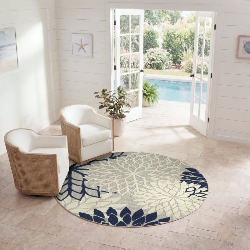 RosaRio Floral Rug, Round 5'3"