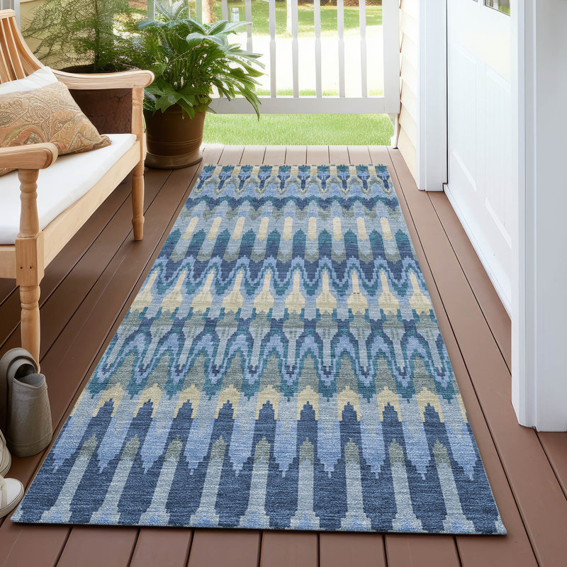 Washable Abstract Indoor / Outdoor Rug, Runner 2'3" x 7'6"