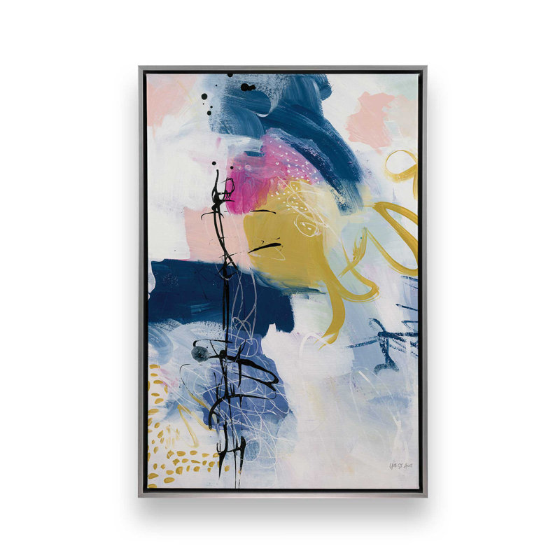 «Graffiti Abstract IV» par Yvette St. Amant, reproduction d'art, H 32 po x l 24 po, Floater Frame, Argent argent