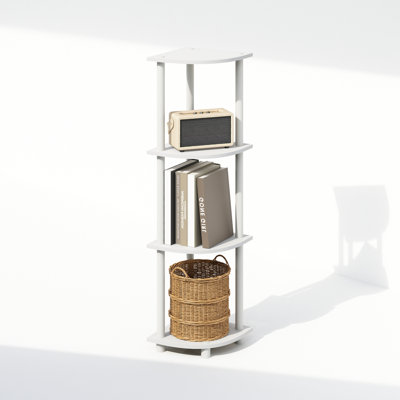 Turn-N-Tube 4-Tier Multipurpose Corner Shelf, Display Shelf, White/White