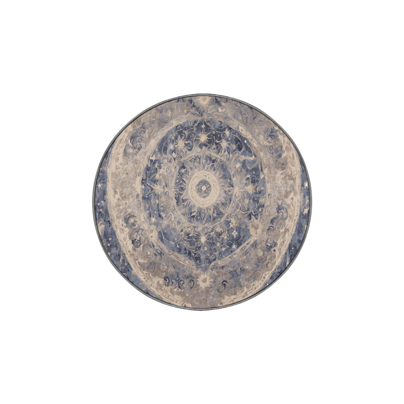 Machine Washable Pink Area Rug, Round 5'