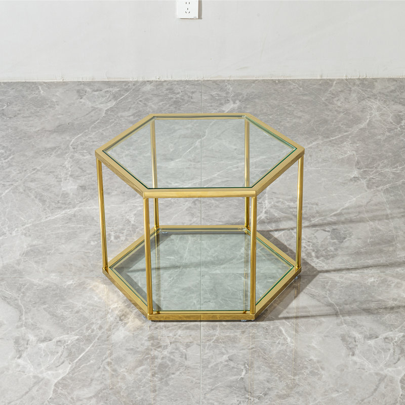 Glass Top Coffee Table With Gold Frame