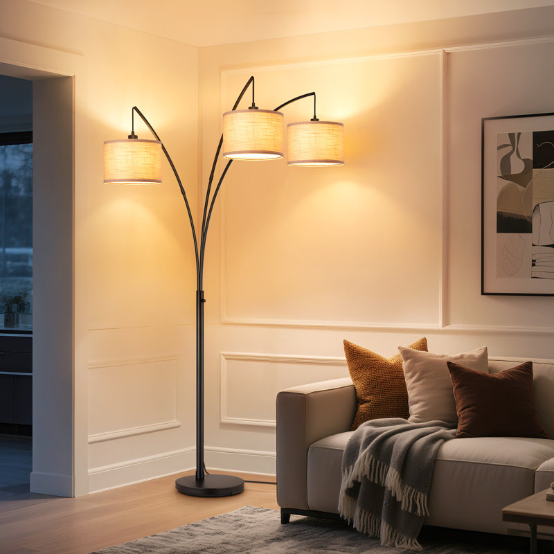Lampe sur pied 83 po à 3 branches à intensité variable avec interrupteur rotatif, Brun