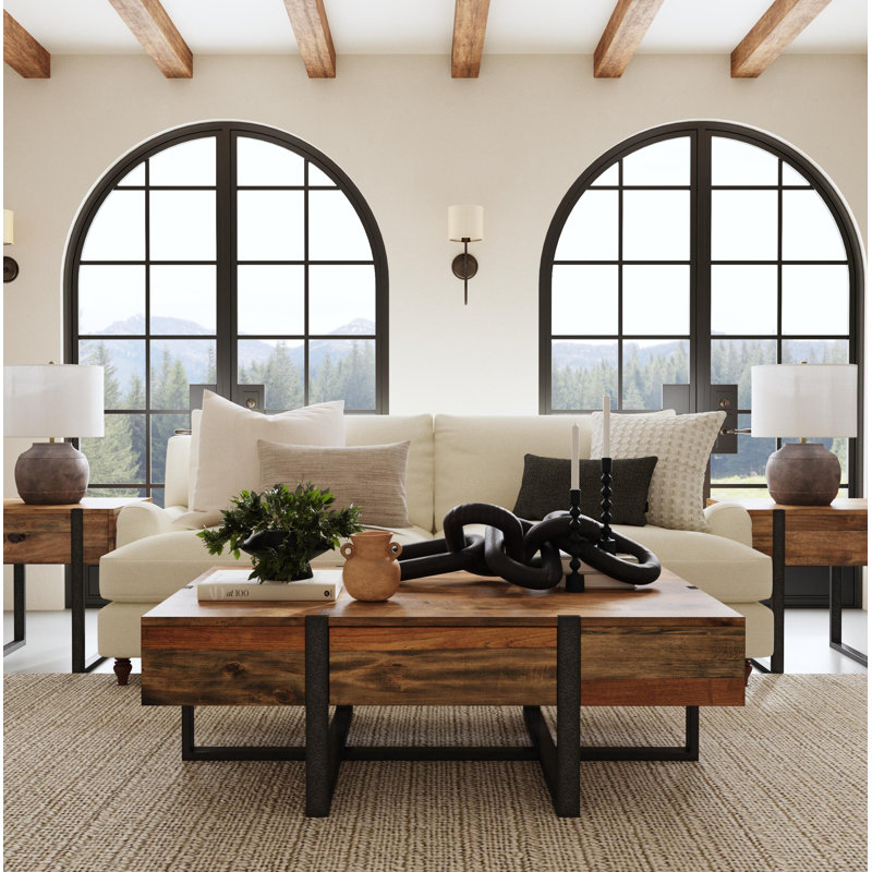 Latrevion Solid and Manufactured Wood Coffee Table with Storage Drawer, 18" H x 48" L x 24" W