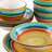 Service de table 12 pièces en grès multicolore jaune