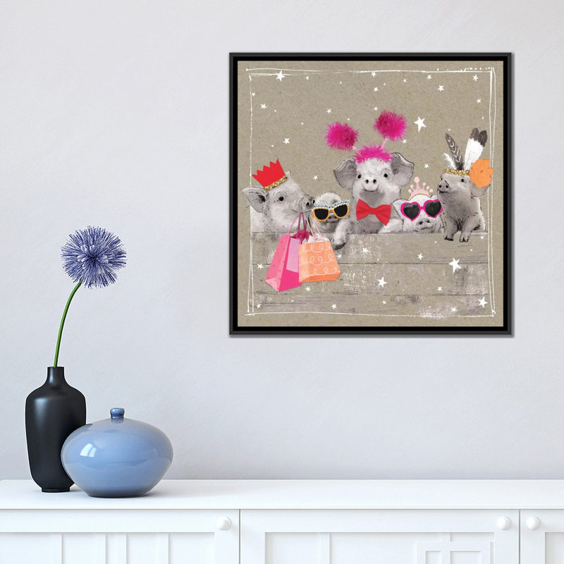 « fantaisiste short farm ii », impression sur toile, H 18 po x l 18 po x P 1,5 po, Toile avec cadre noir