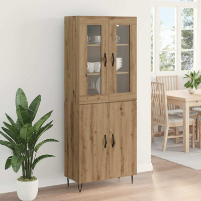  Highboard White And Black Oak 69.5 X 34 X 180 Cm