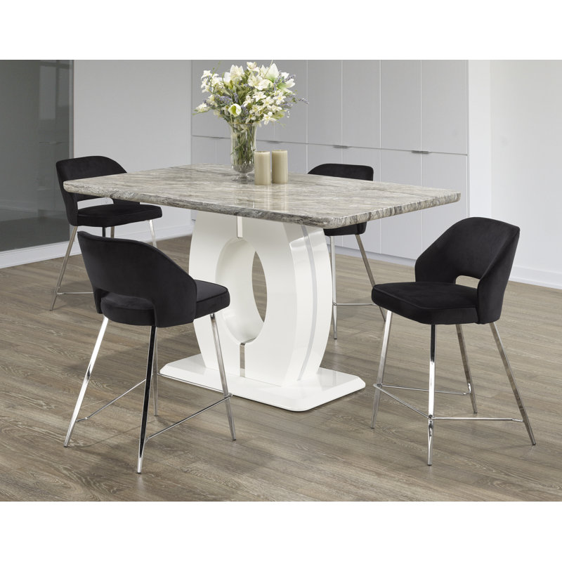 Ensemble bistro 7 pièces, blanc / noir, 5, Noir