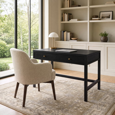 Bureau Mendel en bois noir, largeur de 40 po, 2 tiroirs