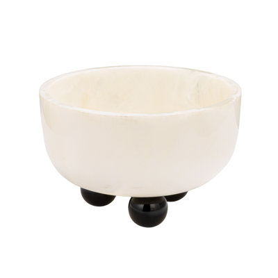 Round Marble Resin Bowl With Ball Feet