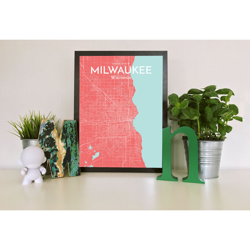 Milwaukee City Map - No Frame Print, 43.2cm H x 27.9cm W x 0.13cm D
