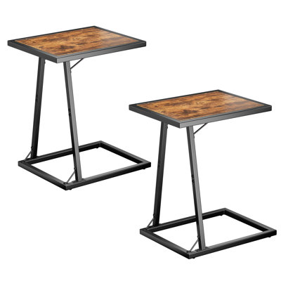 Table de bout en bois à plateau en C (ensemble de 2)