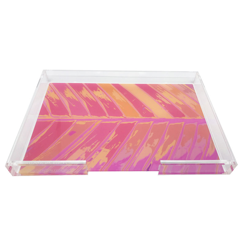 Tropical Leaf Orchid Acrylic Rectangle Placemat Tray