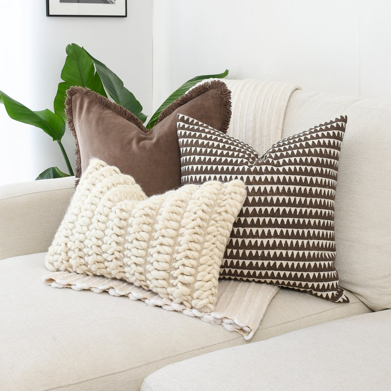 Brown Block Print Pillow Covers