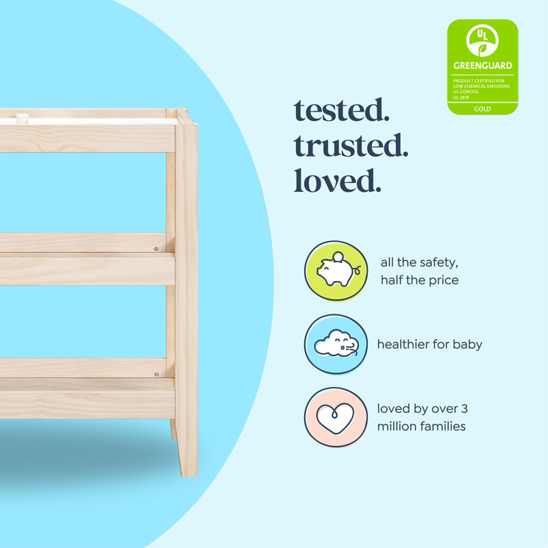 Washed Natural Pinewood Changing Table with Shelves