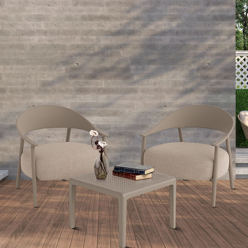 Ensemble de conversation moderne 3 pièces avec coussins confortables et table d'appoint toutes saisons pour l'extérieur et l'intérieur