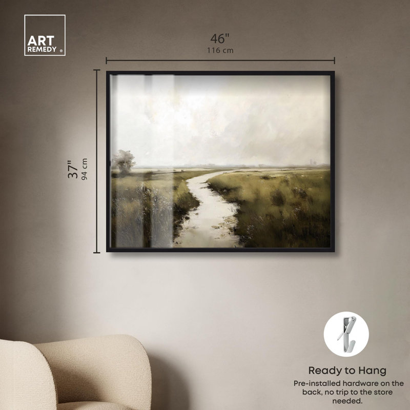 «Grassline Reflections Shadowbox Print» par Art Remedy, 37" H x 46" W, Noir