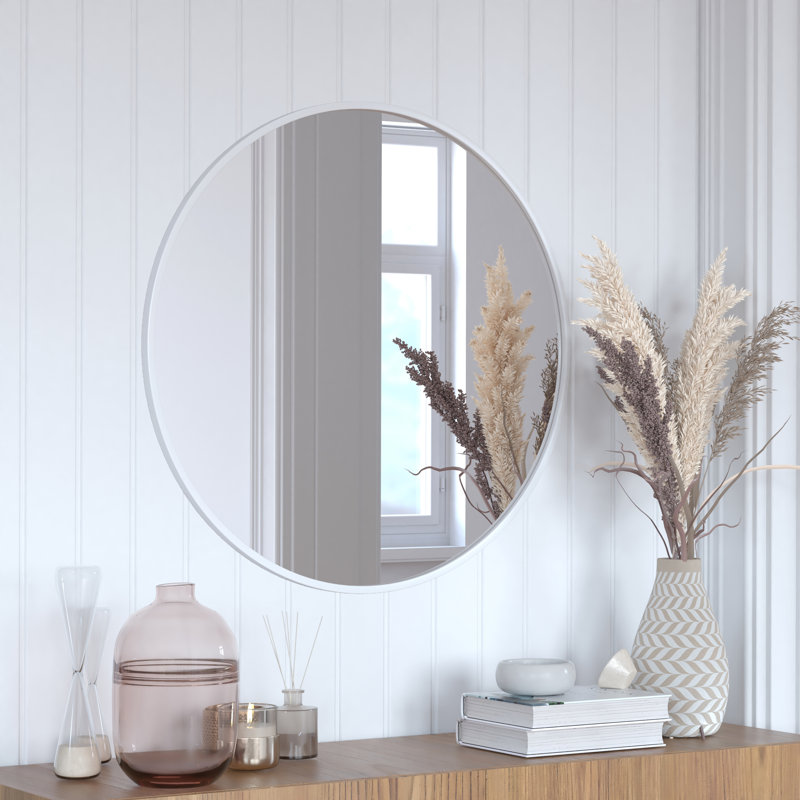 Miroir d'appoint mural Gagalis, H 30 po x l 30 po x P 0,78 po, Argent