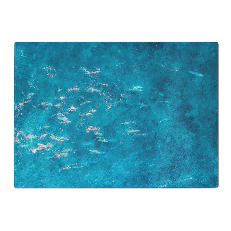 Tempered Glass Many Dolphin Chopping Board, 20 cm x 28.5 cm