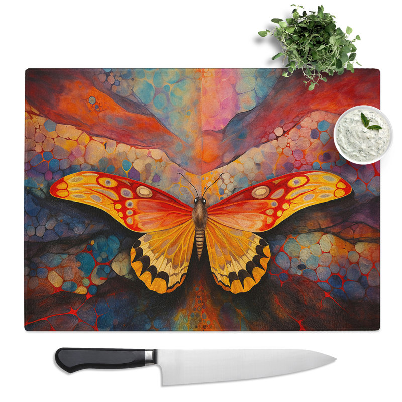 Moth Colour Field  Glass Chopping Board