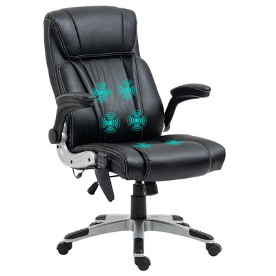 Vinsetto Executive Massage Office Chair With 6 Vibration Points, Heated Faux Leather Computer Desk Chair With Flip-Up Armrest, Adjustable Height, Swiv -  Inbox Zero, 0B40C38F83D349329A8BA7E52F5B0758