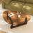 Triangular Coffee Table Accent Table Chic Home Office Furniture Vintage Glass Wood Base