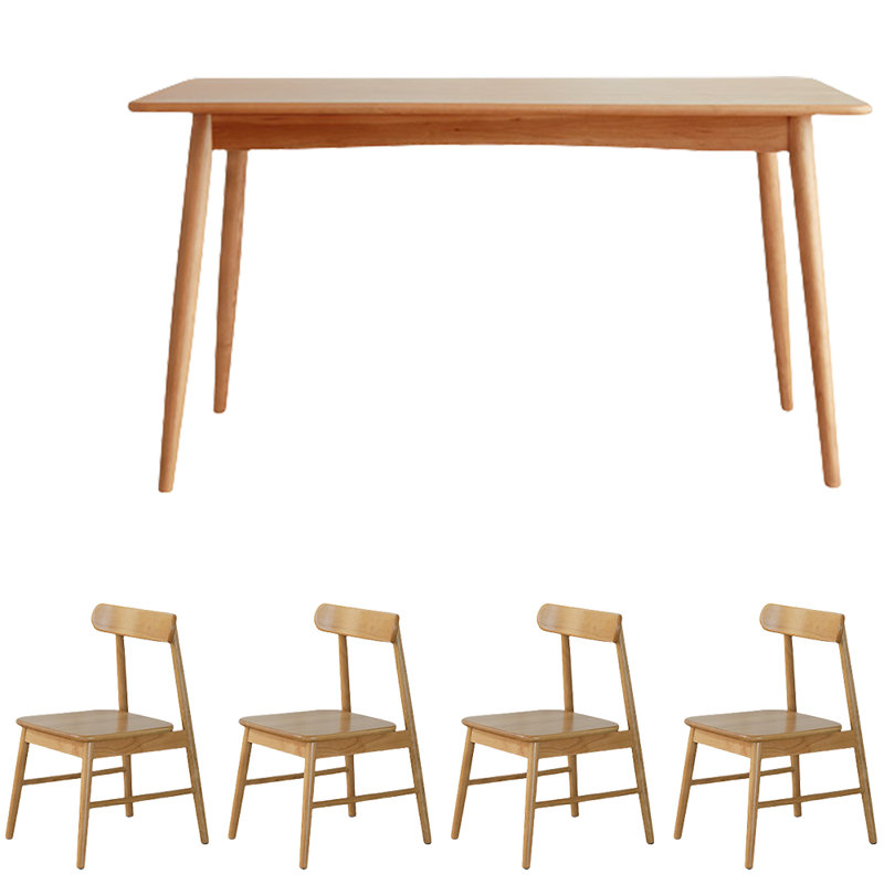 Solid Wood Dining Table Set, 29.5"H x 55.1"L x 31.5"W
