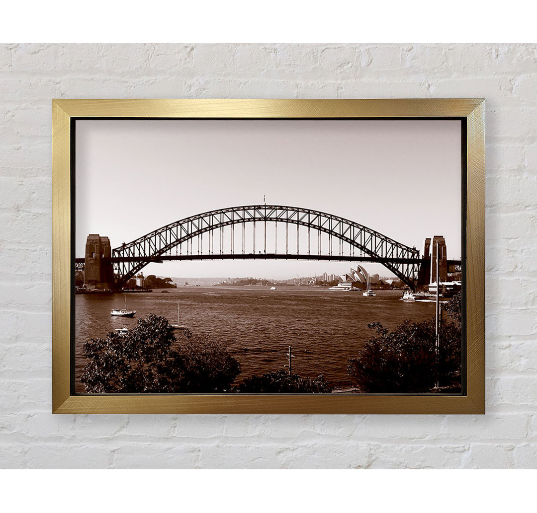 Sydney Harbour Bridge Retro Sepia - Einzelner Bilderrahmen Kunstdrucke