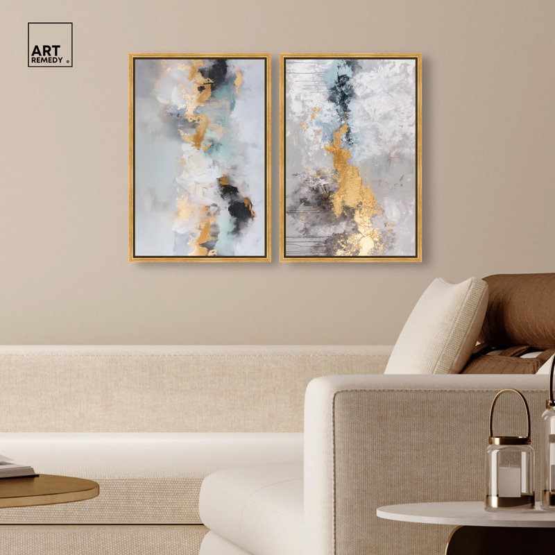 Ensemble de 2 reproductions d'art sur toile Gilded Luxe Duo , H 25 po x l 17 po, Gold