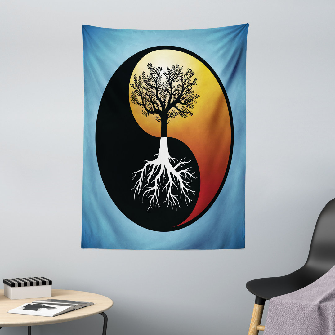 Wandteppich, Abstrakter Baum und Wurzel, Multicolor