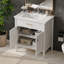Meuble-lavabo 30 po avec lavabo, armoire de salle de bain avec portes à fermeture en douceur et tablette réglable, conception à profil courbé, pieds en bois d'hévéa, blanc-1835405743