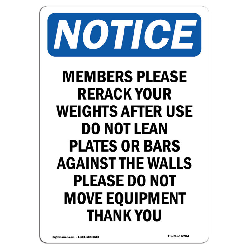Members Please Rerack Your Weights Sign