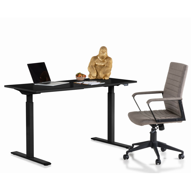 Desk Office Smart, 120cm H x 140cm W x 60cm D, Black/Black